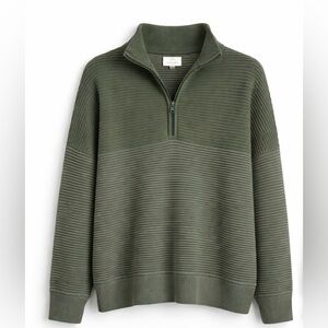 Offline by Aerie Green Ribbed Quarter Zip Pullover Size M